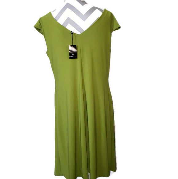 Ronni Nicole green cap sleeve gather waist Silver Buckle dress Size 16 - Picture 3 of 14